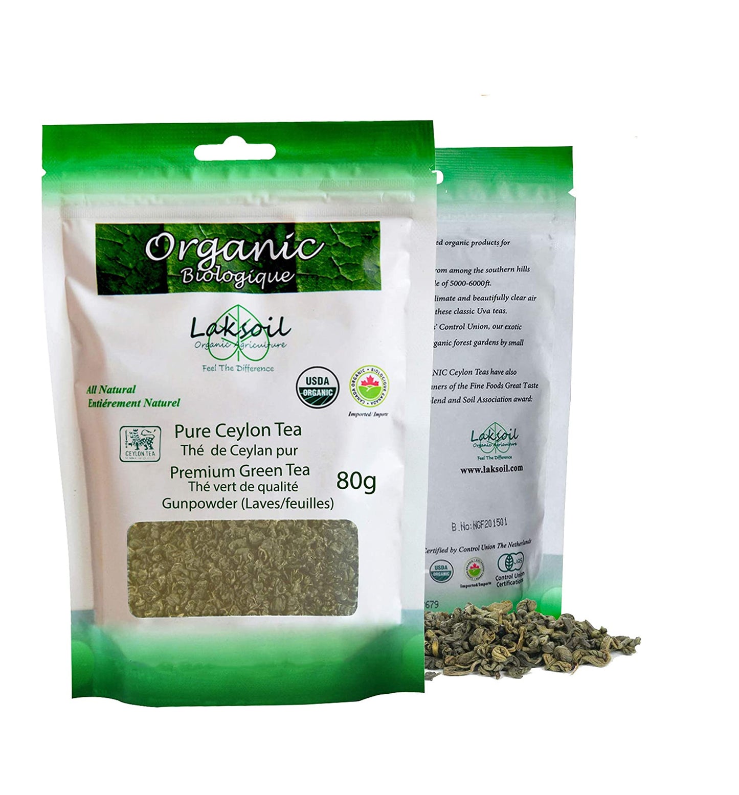 Organic Pure Ceylon Green  GP1  (Big Rolled Leaves) Premium leafy Tea-Kanday Tea 80g/2.71oz