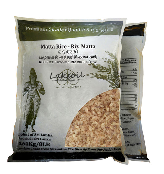 LAKSOIL Sri Lankan Red Matta Rice-Parboiled 8LB/3.632Kg