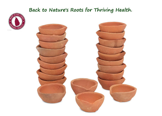 Sri Lankan Clay Oil Lamp (Mati Pahana) for Religious Festivals 3 Units