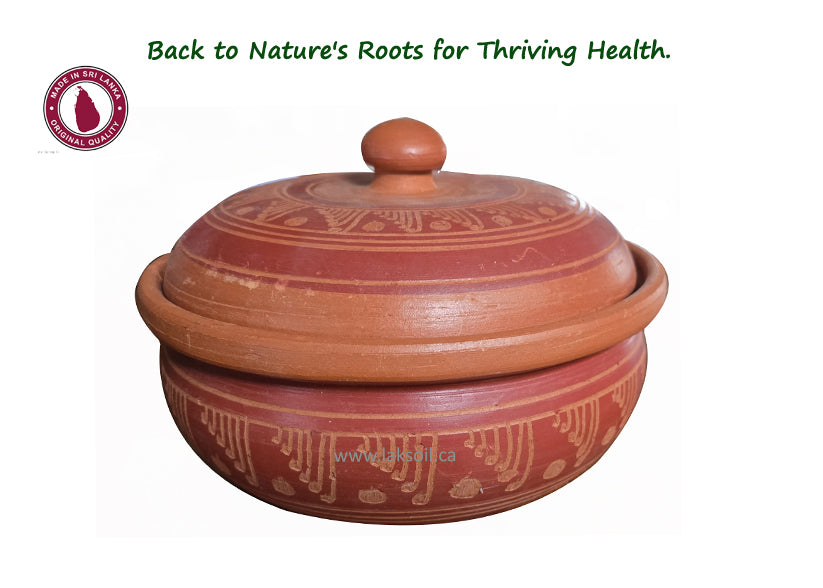 Sri Lankan Clay Fancy Bowl with lid 8 Inch-Feels the taste of the nature