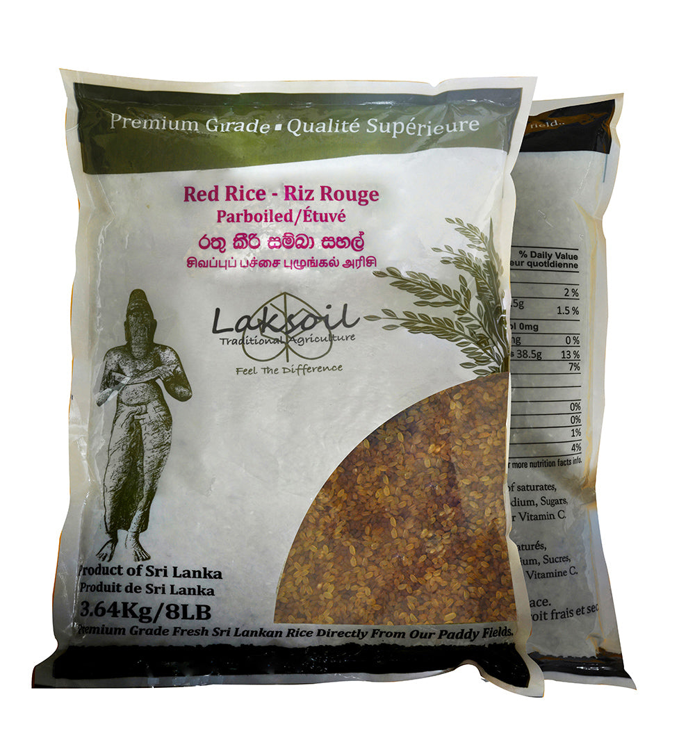 LAKSOIL Sri Lankan Red Kirri Samba Rice - Raw 8LB/3.632Kg